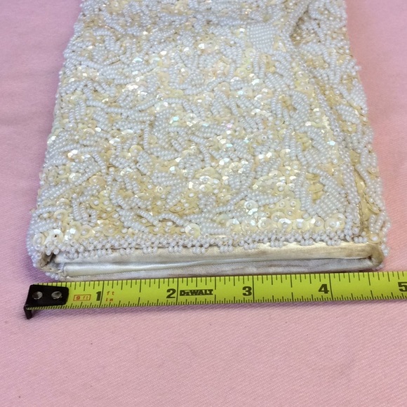 FINAL SALE PRICE Fully Beaded Handmade Ivory Evening Clutch - Picture 5 of 7